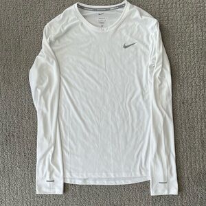 Nike White Long Sleeve Performance Tee/ Sun Shirt